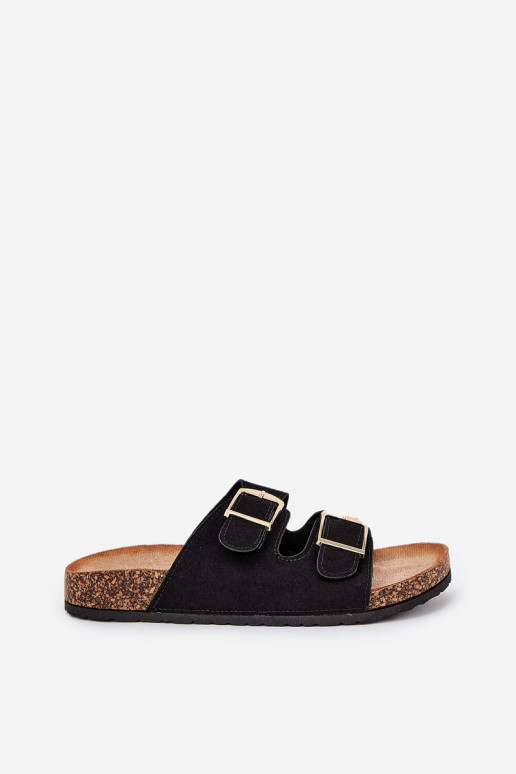 Dames slippers met platform in goud met zwarte gespen Lisavionea