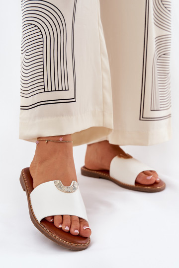 Dames slippers van faux leather met decoratieve details in wit Mevith