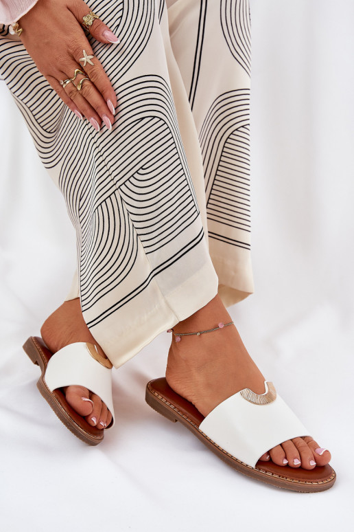 Dames slippers van faux leather met decoratieve details in wit Mevith