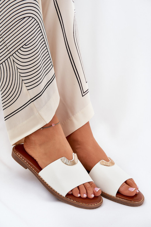 Dames slippers van faux leather met decoratieve details in wit Mevith
