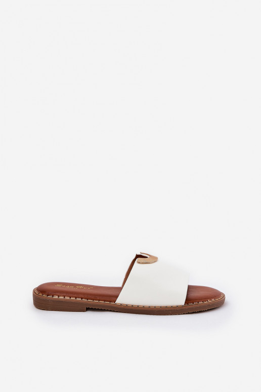 Dames slippers van faux leather met decoratieve details in wit Mevith