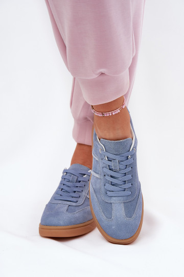 Blauwe dames sneakers van suede Paliana 2