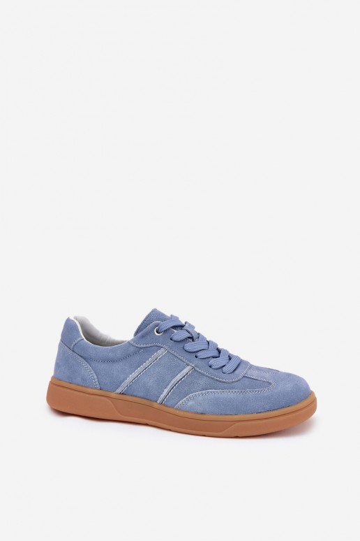 Blauwe dames sneakers van suede Paliana