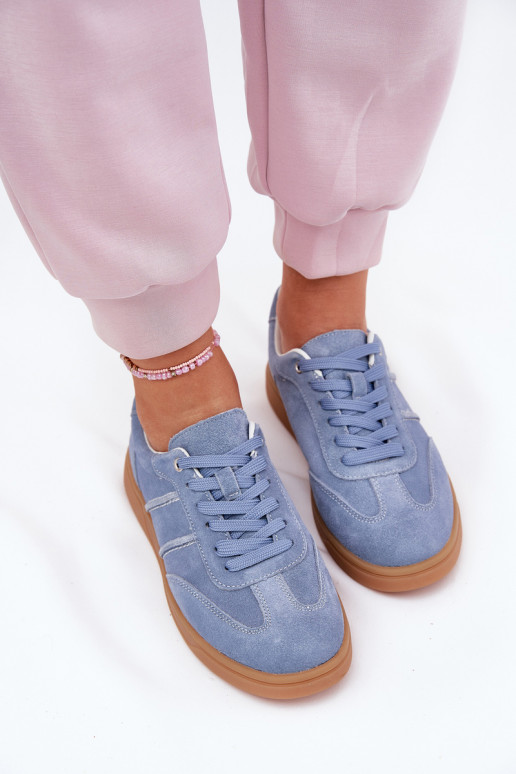 Blauwe dames sneakers van suede Paliana