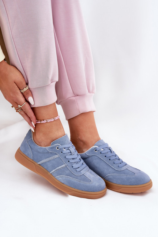 Blauwe dames sneakers van suede Paliana