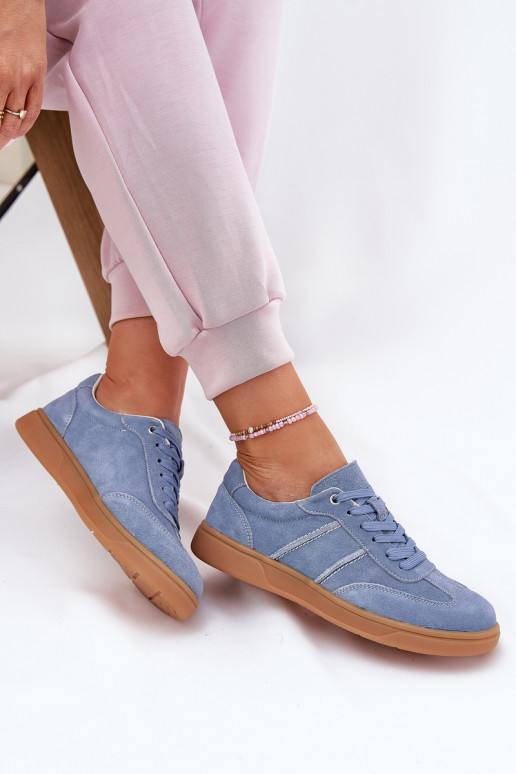 Blauwe dames sneakers van suede Paliana