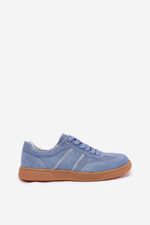 Blauwe dames sneakers van suede Paliana