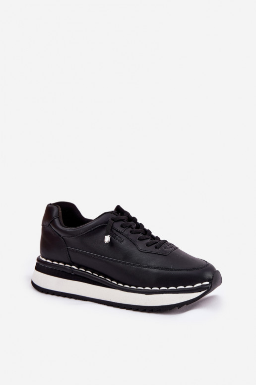 Zwarte dames sneakers van leer met platform Big Star RR274A335