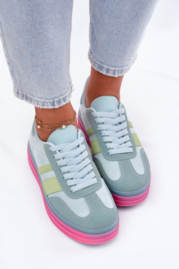 Laag Sneakers model schoenen met platform blauIn Ovivene