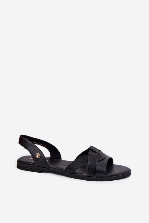 Zwarte platte sandalen voor dames van faux leather Illoria