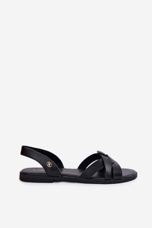 Zwarte platte sandalen voor dames van faux leather Illoria