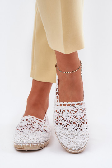 Witte dames espadrilles van kant Adelira 2
