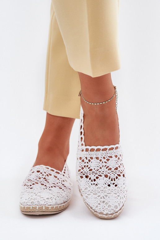Witte dames espadrilles van kant Adelira