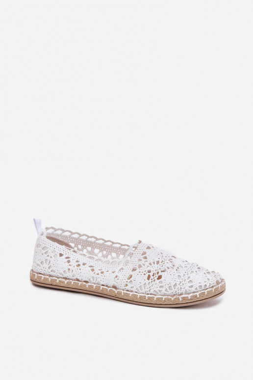 Witte dames espadrilles van kant Adelira