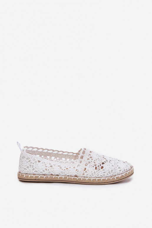 Witte dames espadrilles van kant Adelira