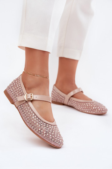 Versierd Ballerinas Dames met riemen I met gespen beige Avirae 2
