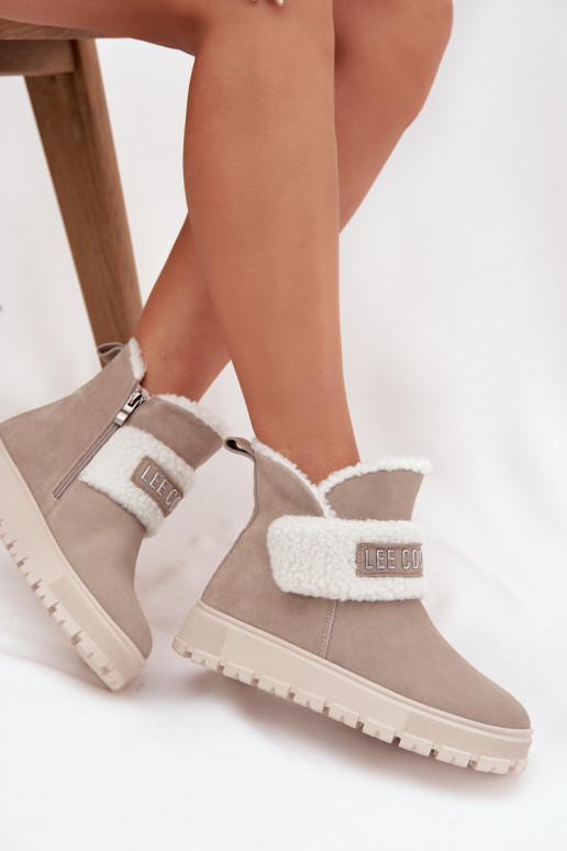Dames sneeuwlaarzen van natuurlijk suede met isolatie Lee Cooper LCJ-25-01-3739 in grijs