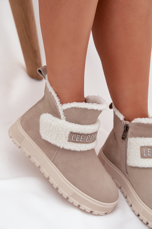 Dames sneeuwlaarzen van natuurlijk suede met isolatie Lee Cooper LCJ-25-01-3739 in grijs