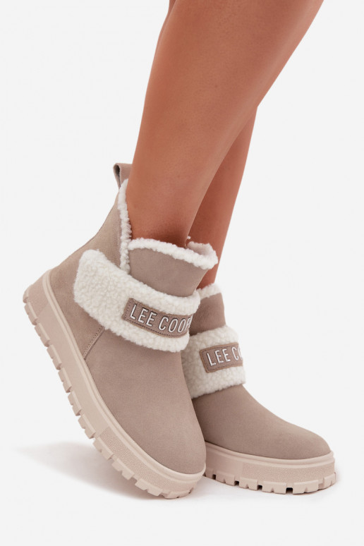 Dames sneeuwlaarzen van natuurlijk suede met isolatie Lee Cooper LCJ-25-01-3739 in grijs