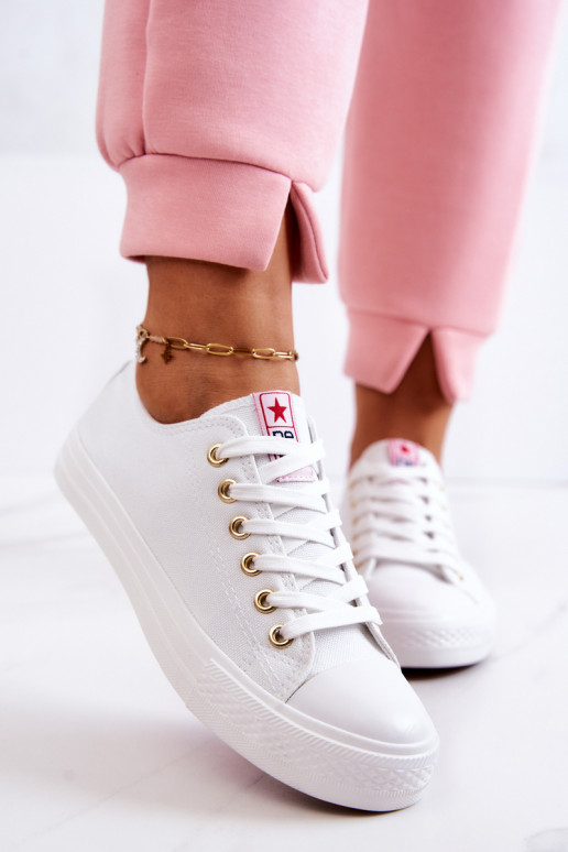Dames klassieke stijl casual schoenen in wit en goud Ecoma