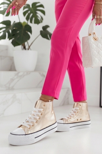 Gouden metallic enkelsneakers Piper
