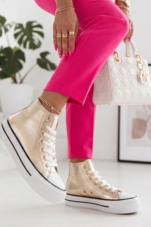 Gouden metallic enkelsneakers Piper