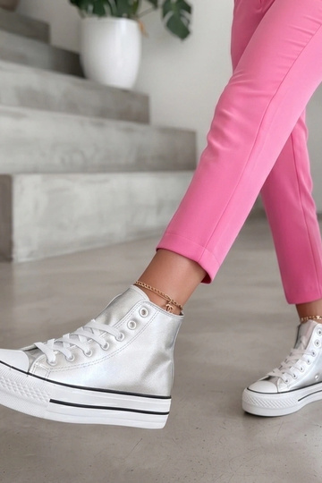 Zilveren metallic enkelsneakers Piper