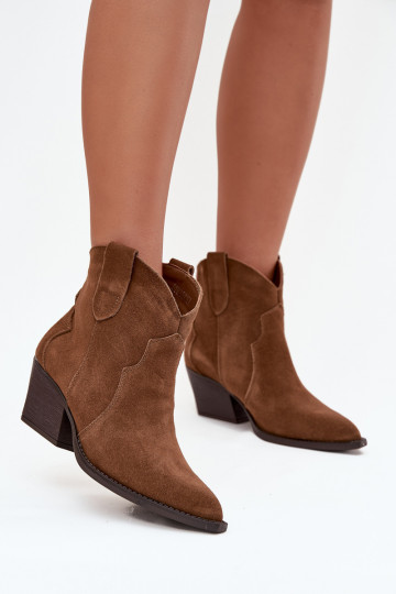 Dames enkellaarsjes cowboy-stijl in bruin faux suede Beretta 2