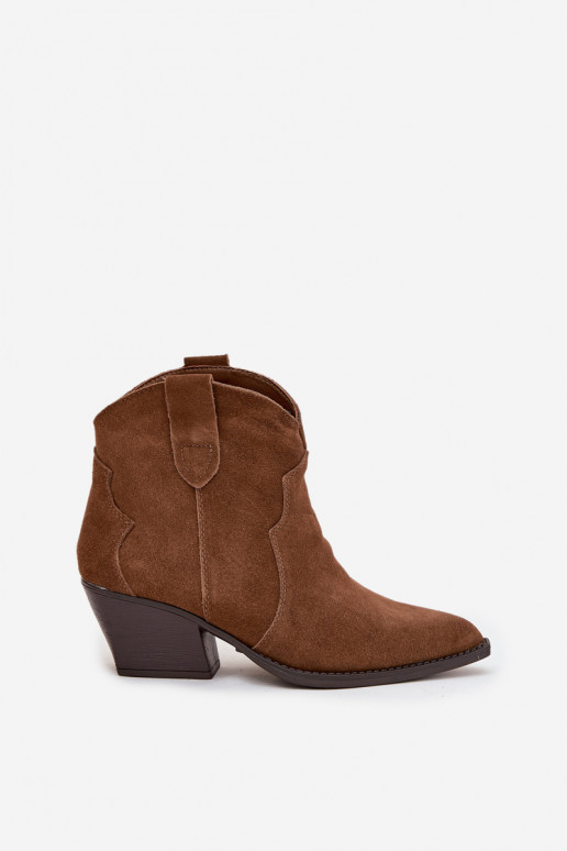 Dames enkellaarsjes cowboy-stijl in bruin faux suede Beretta