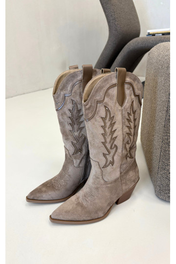 Kniehoge cowboylaarzen v khaki Betina