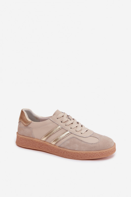 Dames sneakers van leer S.Barski LR61-7059 zand