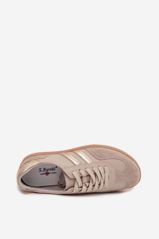 Dames sneakers van leer S.Barski LR61-7059 zand