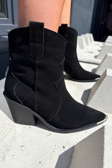 Leer Suede schoenen coInboystijl met hakken opInarmen zInart Pelsa