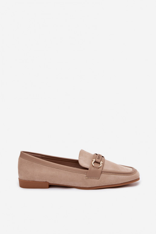 Zandkleurige mocassins met decoratieve elementen Evelora