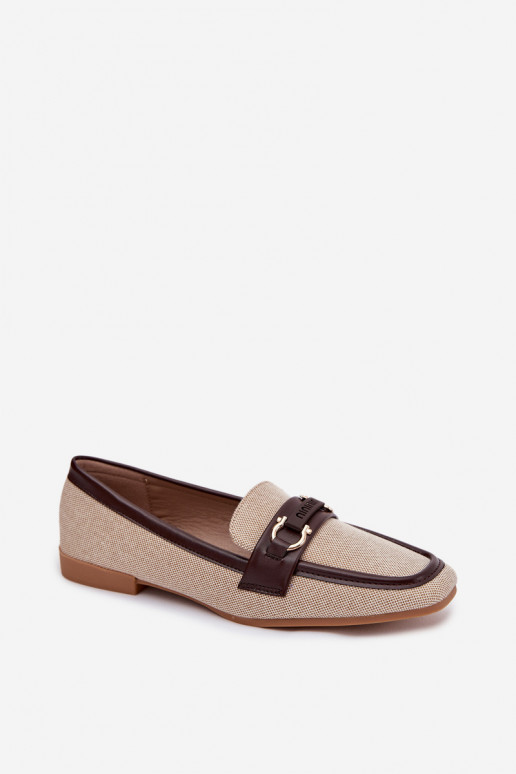 Bruine en zandkleurige mocassins met decoratieve elementen Evelora