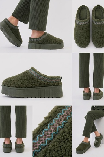 Platformslippers met lage hak en geborduurd patroon Greene 2