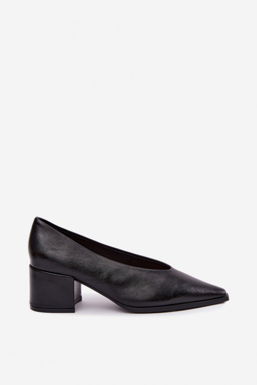 Schoenen met puntige neus en vierkante hakken van faux leather in zwarte kleur Lavisa