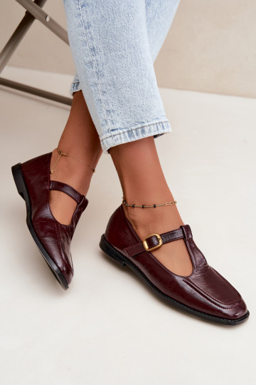 Bordeaux faux leren schoenen met banden Bonnia 2