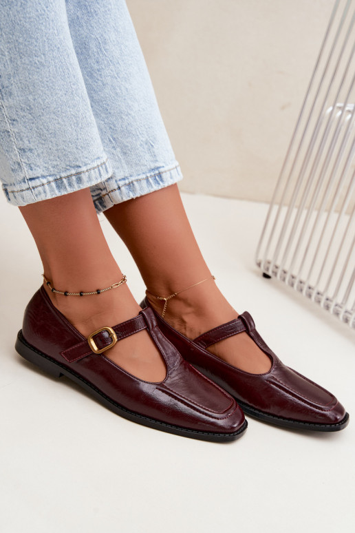Bordeaux faux leren schoenen met banden Bonnia