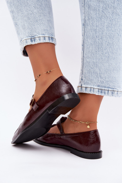 Bordeaux faux leren schoenen met banden Bonnia