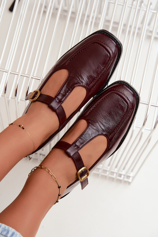 Bordeaux faux leren schoenen met banden Bonnia