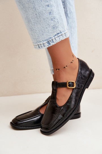 Zwarte faux leren schoenen met banden Bonnia 2