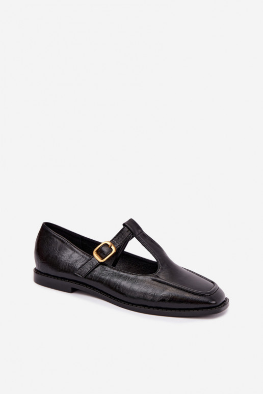 Zwarte faux leren schoenen met banden Bonnia
