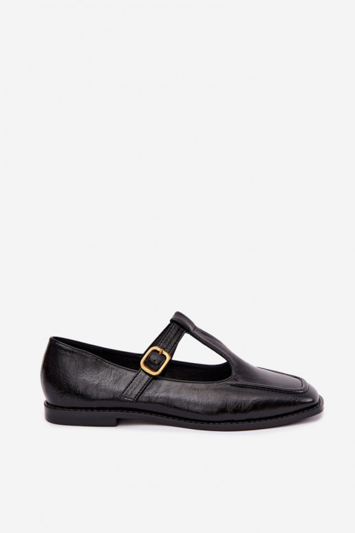 Zwarte faux leren schoenen met banden Bonnia