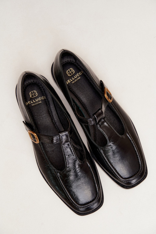 Zwarte faux leren schoenen met banden Bonnia
