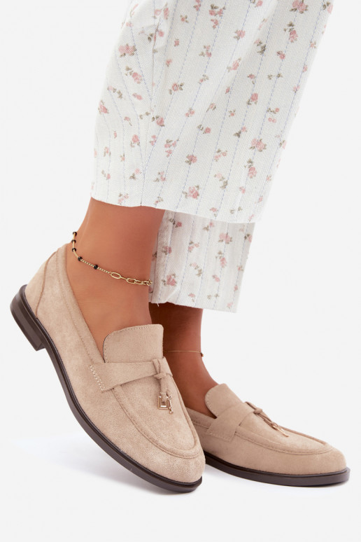 Zandkleurige dames mocassins van faux suede Raylie