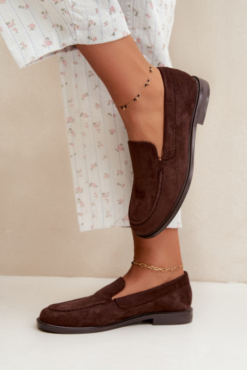 Chocolade dames mocassins van faux suede Laisie