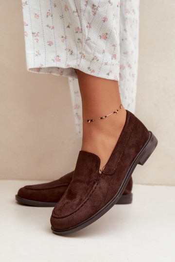 Chocolade dames mocassins van faux suede Laisie 2