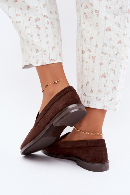 Chocolade dames mocassins van faux suede Laisie