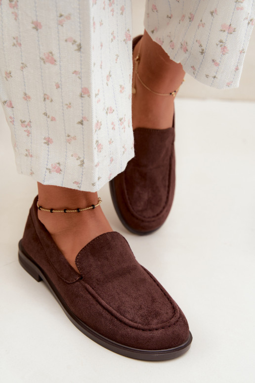 Chocolade dames mocassins van faux suede Laisie